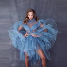 Sexy Prom Gowns Midi Blue Formal Dresses New Design Party Gowns For Women with Sleeves robe de soiree 2024 - buy cheap