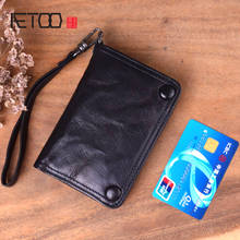 AETOO-cartera hecha a mano de sección corta para hombre, billetera retro vertical de piel de vaca, juvenil, japonesa y coreana, curtida 2024 - compra barato