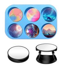 4/6 Cavity Circle Phone Grip Epoxy Resin Mold On Top Phone Socket Silicone Mould P9YF 2024 - buy cheap