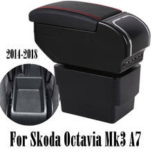 Reposabrazos para Skoda Octavia Mk3 A7 2014-2018 compartimento de almacenamiento Central de doble capa con Cenicero y portavasos con carga USB para coche 2024 - compra barato