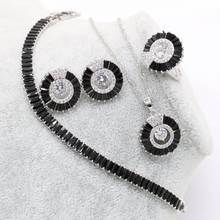 XUTAAYI Black Silver Wedding Jewelry Sets For Women Luxury Jewelry Earrings Bracelet Rings Bridal Pendant Necklace Set 2024 - buy cheap
