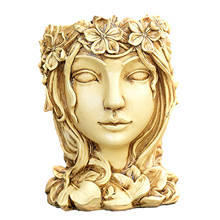 Deusa cabeça plantador estátua resina vaso de flores grande calibre vaso de flores ornamento do jardim desktop diy arte decoração presente 2024 - compre barato
