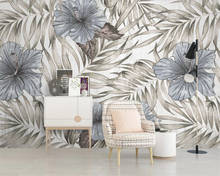 Beibehang-murales de papel tapiz 3d personalizados, hojas y flores pintadas a mano, papel de pared de fondo de TV, papel de pared, decoración del hogar 2024 - compra barato