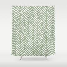 Boho Herringbone Pattern Sage Green and White Shower Curtain Waterproof Polyester Fabric 72 x 78 inches Set with Hook 2024 - buy cheap