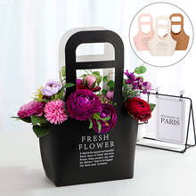 Caja de flores plegable portátil, bolsa de embalaje de papel Kraft impermeable, bolsa de transporte de flores frescas, cesta de ramo, fiesta de boda 2024 - compra barato