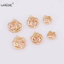 WHSOK 50Pcs Jewelry Accessories/DIY Earrings Making/Flower Shape/Pink CZ Charms/Crystal Pendant For Earrings/Hand Made 2024 - buy cheap