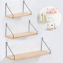 Simple Iron Wood Wall Shelf Home Living Room Bedroom Decoration Shelf Magazine Book Small Potted Plant Rack 2024 - buy cheap