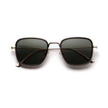 Feminino retro clássico metal quadrado óculos de sol de grandes dimensões masculino luxo vintage espelhos colorido lente óculos de sol uv400 2024 - compre barato