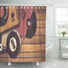 Party Player and Vinyl Record on Wooden Retro Rock Shower Curtain Waterproof Polyester Fabric 60 x 72 Inches Set with Hooks 2024 - buy cheap