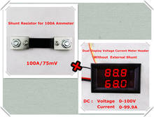 Dc 0-100v/100a rd 0.28 digital amperímetro voltímetro tensão medidor de corrente carro display led cor com 100a shunt 2024 - compre barato