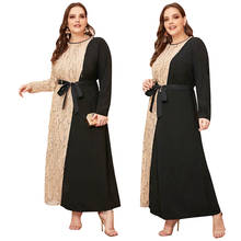 Plus Size Sequins Dress Muslim Women Abaya Dubai Kaftan Tassel Maxi Gown Arab Robe Party Jilbab Turkish Ramadan Islamic Clothing 2024 - buy cheap