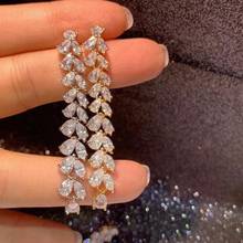 Luxury Wheat Statement Ear Drop Earrings For Women Wedding Cubic Zircon DUBAI Bridal Round Circle Earrings E5444 2024 - buy cheap