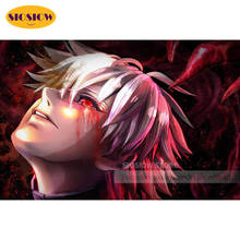 Diy daimond pintura da parede arte ponto cruz anime tóquio ghoul kaneki quadrado completo 5d diamante bordado mosaico artesanal decoração casa 2024 - compre barato