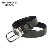 Cinturones con hebilla de Pin para hombre, cinturón de cuero de vaca genuino, de negocios, de doble cara, informal 2024 - compra barato