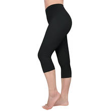 High Waist Solid Casual Leggings Women 2019 Summer Black High Elastic Waist Fitness Midi-Calf Skinny Women's Basic Crop Leggings 2024 - buy cheap