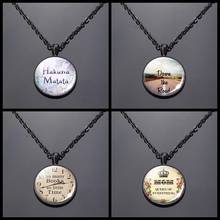 African Proverb"Hakuna Matata" Round Glass Inspirational Quote Faith Pendant Sweater Chain Necklace 2024 - buy cheap