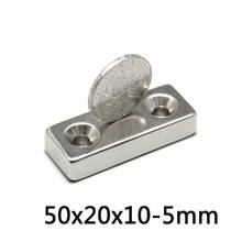 Fitas magnéticas n35 50*20*10-5mm, folha forte de imã raro com 2 furos de 5mm, bloco de ímãs 50x20x10 magnético poderoso 2024 - compre barato