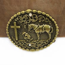 Buckleclub wholesale zinc alloy western horse belt buckle FP-03565-1 LUXURIOUS cowboy jeans gift cross belt buckle 2024 - buy cheap