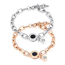 Pulsera de eslabones con número romano para mujer y niña, brazalete ajustable de acero inoxidable, Color rosa, dorado y plateado 2024 - compra barato