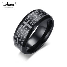 Lokaer Neo-Gothic Stainless Steel Men's Religious Rings Jewelry Hiphop/Rock  8mm English Lord Prayer Ring 3 Colors JR364 2024 - buy cheap