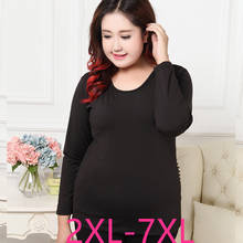New Autumn Winter Plus Size Tops For Women Large Long Sleeve Slim Casual Elastic O Neck Velvet T-shirt Black 4XL 5XL 6XL 7XL 2024 - buy cheap