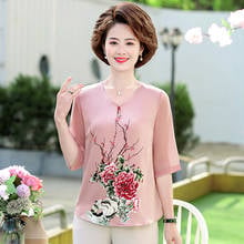  New Summer Short Sleeved Blouses Fashion Women Tops Print Chiffon Clothing Plus Size Sweet Lady v-neck Women Tops xl-5xl 2024 - buy cheap