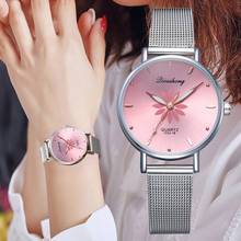 2019 Top Women's Watch Luxury Silver Popular Pink Dial Flowers Metal Ladies Bracelet Quartz Watch Fashion Wrist Watches relogio 2024 - buy cheap