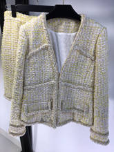 Traje de tweed para mujer, chaqueta con cuentas + falda, conjunto de 2 piezas a la moda 2021, novedad de 0118 2024 - compra barato
