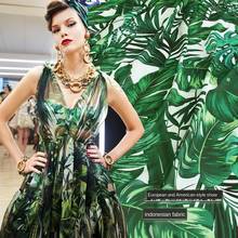 Весна и лето тропические джунгли зеленый лист Женская юбка ручной работы жоржет ткань черный и белый два цвета 2024 - купить недорого