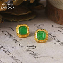 LAMOON Vintage de lujo teñido de verde pendiente de Jade para mujeres 925 Plata pendiente 14K chapado en oro joyería fina madre regalo LMEI098 2024 - compra barato