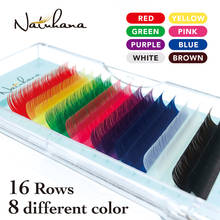 NATUHANA 16rows Mix Rainbow Color False Mink Eyelash Extension Faux Individual Eyelashes Makeup Colorful Cilia maquiagem cilios 2024 - купить недорого