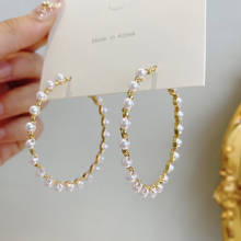 Size 5.5cm Imitation Pearl Big Hoop Earrings for Women Fashion Korean Style Large Round Circle  Jewelry Party Accessories C281 2024 - buy cheap