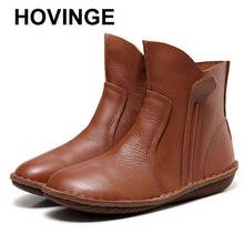 HOVINGEnew-Botas de piel auténtica para mujer, a la moda Zapatos de diseño, con cremallera, talla 35-42, para otoño e invierno, styleE047 2024 - compra barato