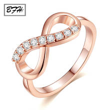 BFH Charm Rose Gold Female Dainty Luxury Bow Crystal Engagement Rings for Women Man Fashion Anniversary Gift Love ring Jewelry 2024 - buy cheap