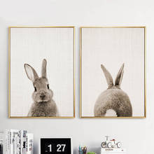 Tela de rabo de coelho decorativa, arte poster de parede para decoração de sala de estar, bebês, viveiro artístico 2024 - compre barato