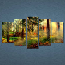 5pcs Vintage Misty Forest Fire Poster Modular Picture Wall Art Decor Canvas HD Printed Oil Paintings For Living Home Decoration 2024 - buy cheap