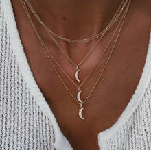 Colar feminino, gargantilha de cristal de lua, multicamadas, boêmia, com pingente no pescoço, joia, presente 2024 - compre barato
