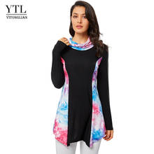 YTL Women's Long SleeveTops High Neck Patchwork Fashion Fall Season Winter Printed Loose T-shirts  Female Tops H331 2024 - buy cheap