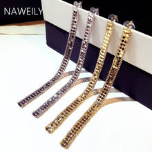 Super Shiny Sequin Long Geometric Earrings Female Jewelry New Fashion Korean Rhinestone Dangle Earring 2024 - buy cheap