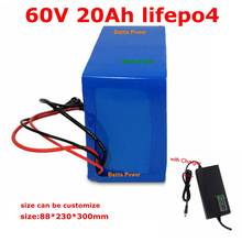 lithium 60v 20Ah lifepo4 battery deep cycle 50A BMS for 1500w 3000w bike scooter Tricycle motorcycle Go Cart +3A charger 2024 - buy cheap