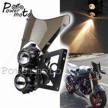 Proyector de luz frontal para motocicleta, lámpara frontal con soporte para parabrisas de humo para BMW, Kawasaki, Yamaha, Suzuki y Honda 2024 - compra barato