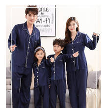 JULY'S SONG Family Pajamas Set Emulation Silk New Pyjamas Women Sleepwear Parent-child Pajamas Family Outfits Men's Pajamas 2024 - buy cheap