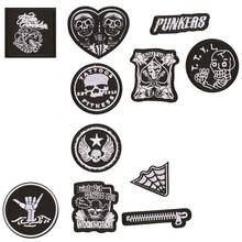 PGY White embroidery skull cloth sticker pattern patch home ironing paste patch clothing design punk wind DIY simple patch 2024 - buy cheap