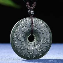 Naturaleza que Tian Jade VERDE colgante Carven amuleto con símbolos suerte diseño hechizo rezar bendecir colgante 2024 - compra barato