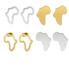 Mini Mapa de África, pendientes de tuerca de Color plateado/dorado, pequeños adornos africanos, regalos étnicos tradicionales 2024 - compra barato