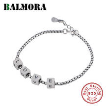 BALMORA 100% 925 Silver Ins Style Simple LOVE Bracelet For Women Girl Lover Vintage Temperament Bracelet 16.5 cm Jewelry Gift 2024 - buy cheap