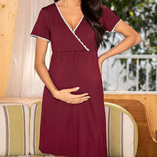 Maternity Breastfeeding Dress Clothes Pregnant Short Sleeve V-neck Lace Edge Dress Home Pajamas Pregnant Summer Casual Clothing 2024 - buy cheap