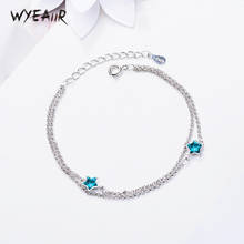 WYEAIIR Simple Blue Stars Sweet Crystal Cute Fashion 925 Sterling Silver Female Resizable Bracelets 2024 - buy cheap