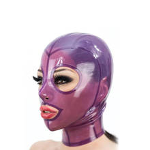 Latex Mask Fetish Hood 100% Natural Latex Purple Rubber Hood Open Mouth Eyes Sexy Headgear Customise 2024 - buy cheap