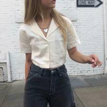 Kawaii harajuku shirts for women vintage crop top blouse women white button up shirt korean fashion collared shirt designer 2024 - buy cheap